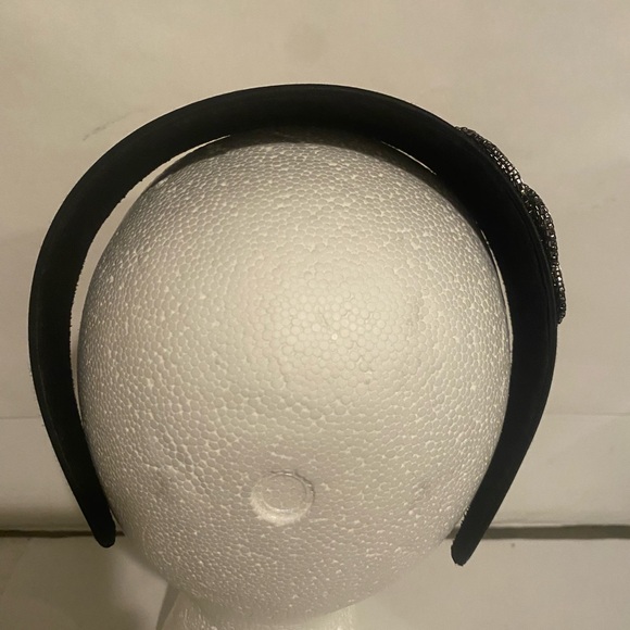 Anthropologie Embellished Black Satin Headband 2” W holiday party New Year’s Eve main image 7